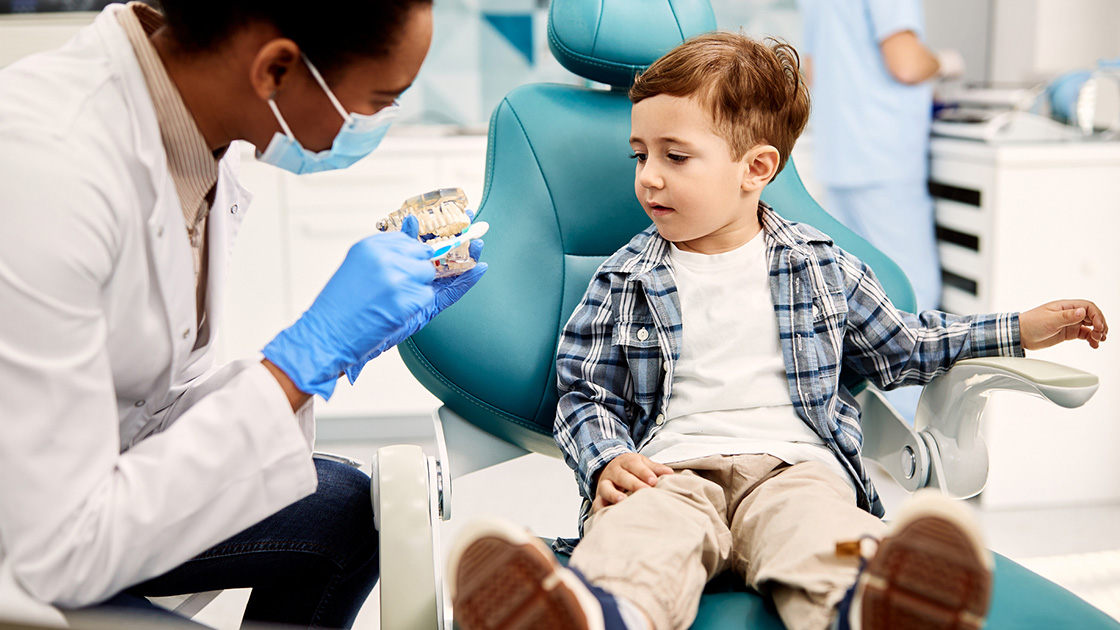 young boy in dental chair_